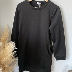 NWT black crew neck sweatshirt dress